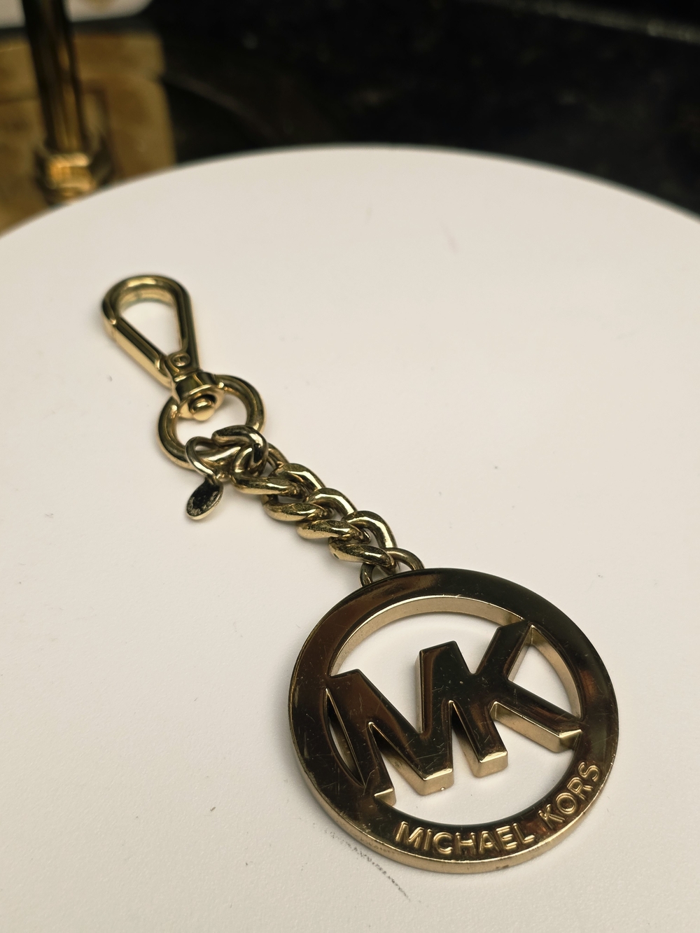 Michael Kors Gold-tone MK Logo Keychain